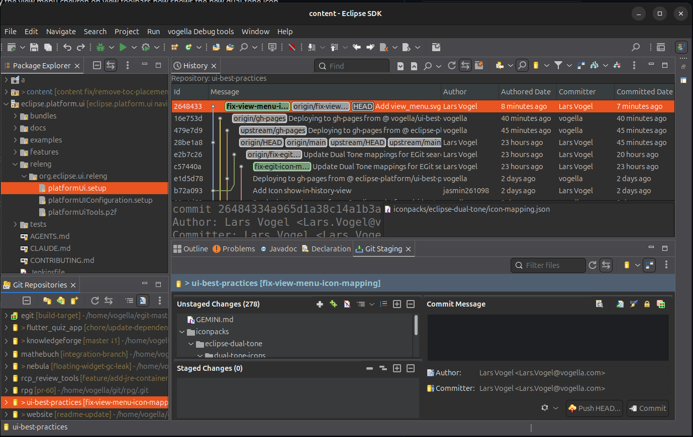 Eclipse IDE with dual-tone icons