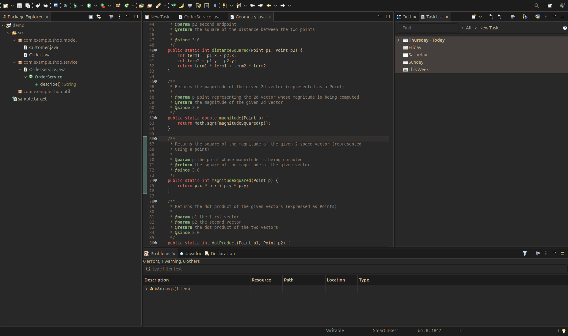 The Eclipse IDE with the Gruvbox Material theme