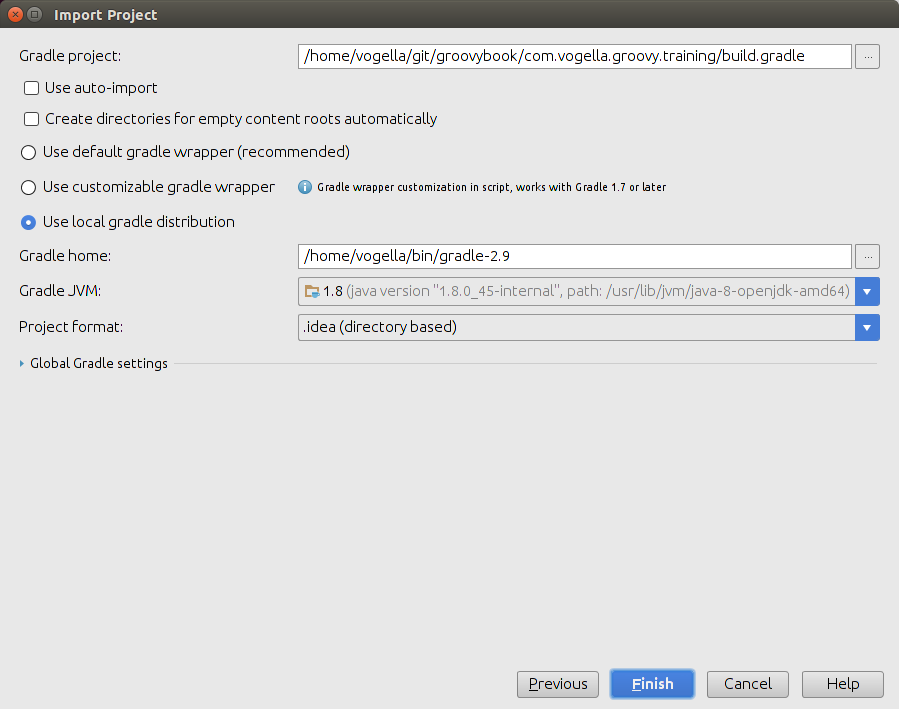 Import Gradle project into IntelliJ