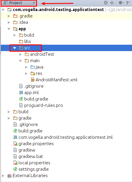 android studio separate integration and unit tests