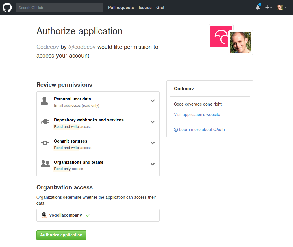 codecov authorize