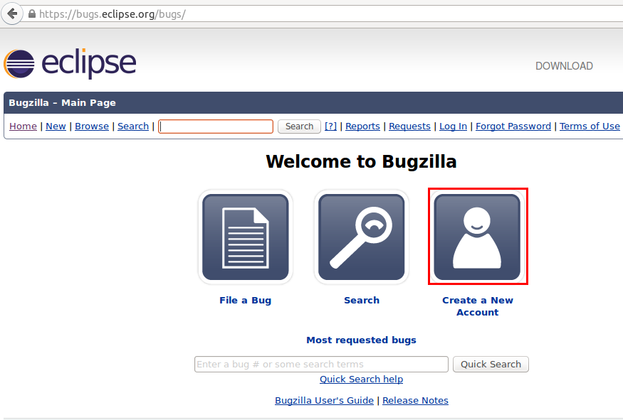 Opening an account at Eclipse bugzilla