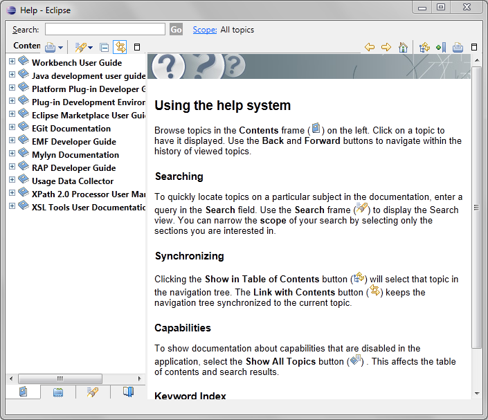 Starting the Eclipse help