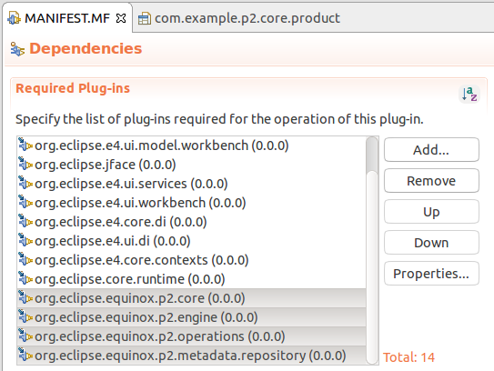 app plugin p2 dependencies