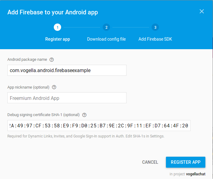 Firebase registration