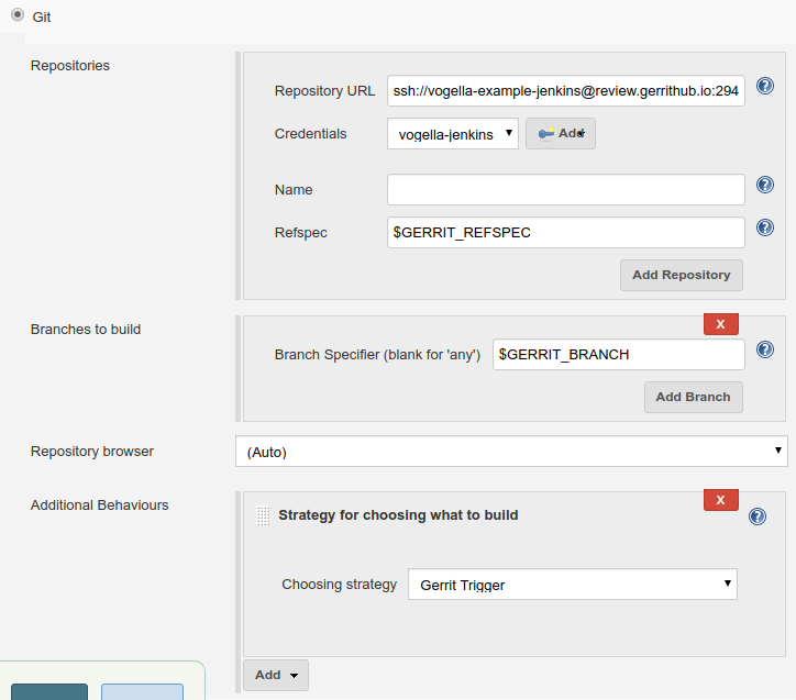 Gerrit Trigger Git configuration