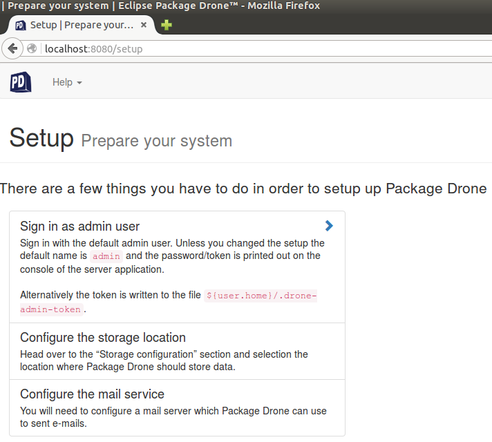 web package drone setup